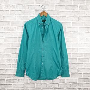 DIESEL Black Label Button Down Shirt Blue Turquoise cotton Men's size Small